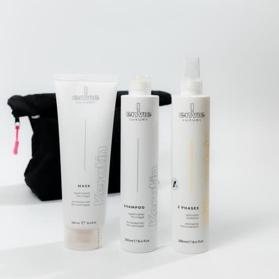 Набір для відновлення волосся Envie Sublime Keratin з термозахистом і косметичкою Raywell